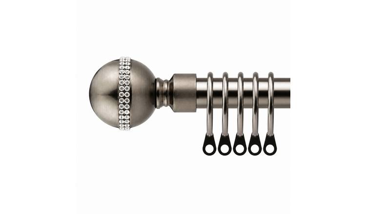 New Edge Blinds 16-19mm Black Silk Jewel Extendable Curtain Pole - 160cm - 300cm