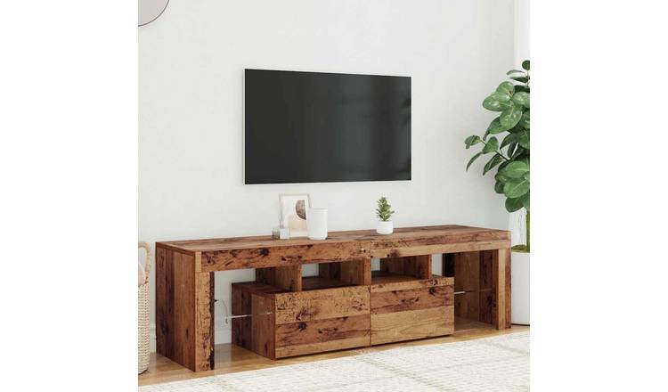 Walplus LED Engineered Wood TV Cabinet - Dark Wood - 140 x 36.5 x 40 cm