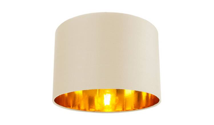Happy Homewares Cream Cotton with Shiny Copper Inner Lampshade - 30cm