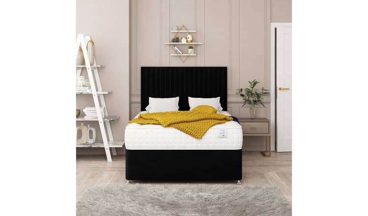 Bed Choices Manhattan Double 4 Drawer 26" Headboard Divan Bed Set - Black