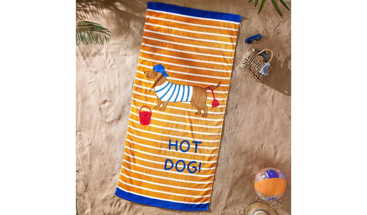 Catherine Lansfield Hot Dog Beach Towel 76 x 160cm - Orange