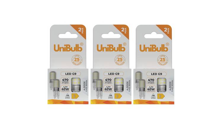 UniBulb 4.2W LED Cool White Capsule G9 Light Bulb - Pack of 6