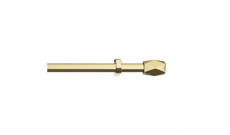 New Edge Blinds 16-19mm Extendable Tetra Metal Gold Curtain Pole - 120cm - 210cm