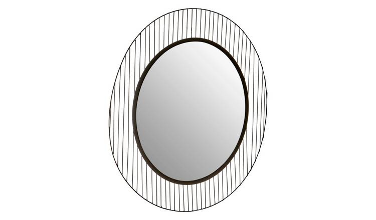Orsina Trento Linear Lines Frame Wall Mirror – Black
