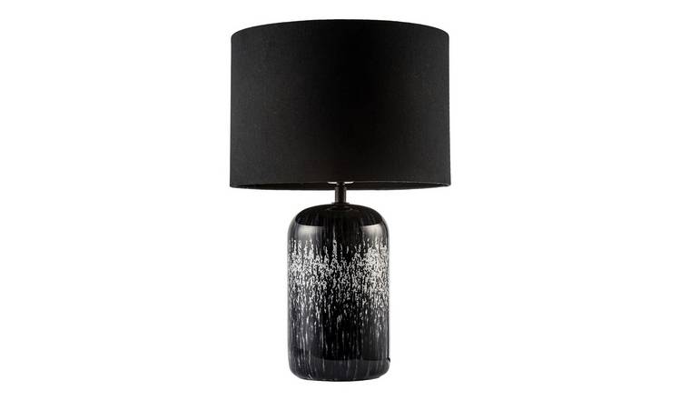 Happy Homewares Black and White Marble Drip Snowflake Glass Table Lamp - 30cm