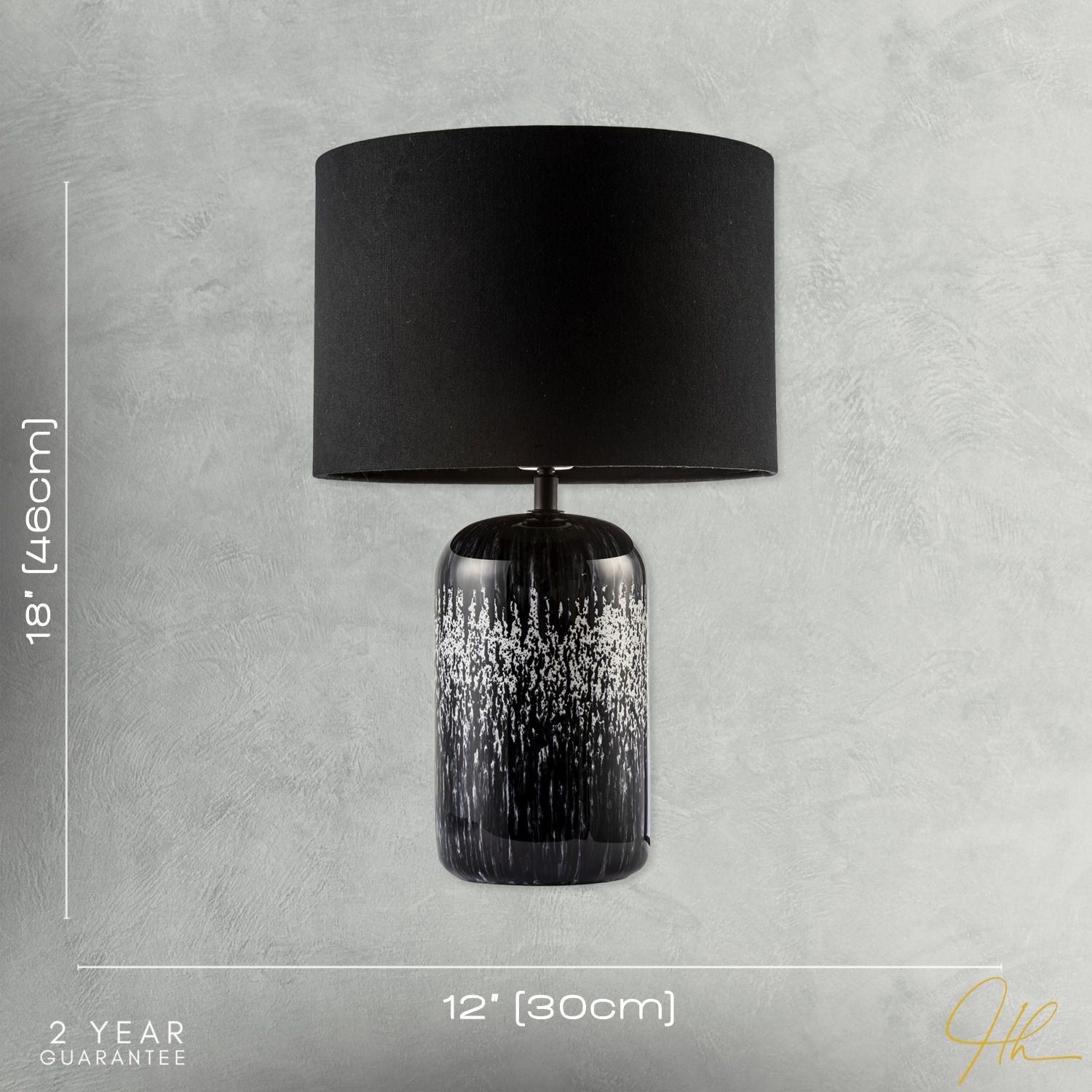 Happy Homewares Black and White Marble Drip Snowflake Glass Table Lamp - 30cm - Image 6