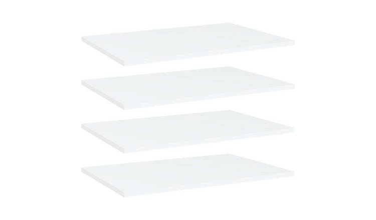 Walplus Pack of 4 Engineered Wood Bookshelf - White - 60 x 40 x 1.5 cm