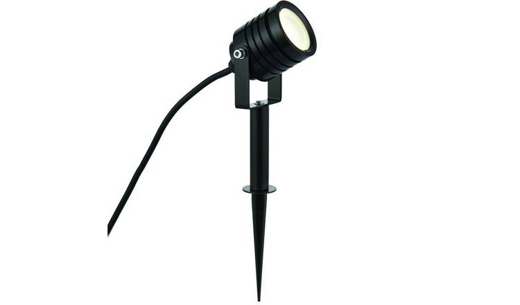 Loops Direct 6cm Aluminium Alloy LED Outdoor Ground Spike Lamp - Matt Black
