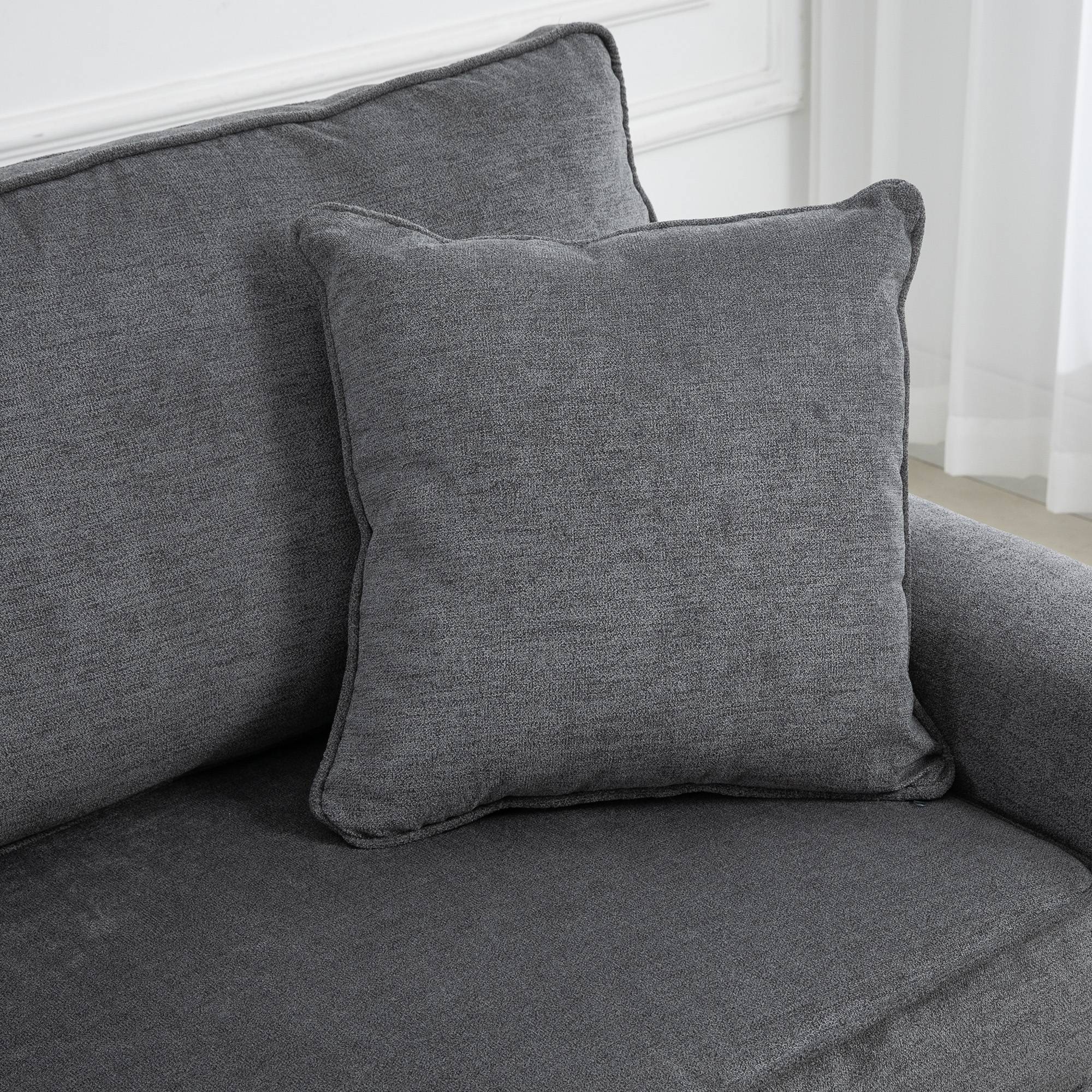 HOMCOM 3 Seater Fabric Sofa with Rubber Wood Legs - Grey - Image 7