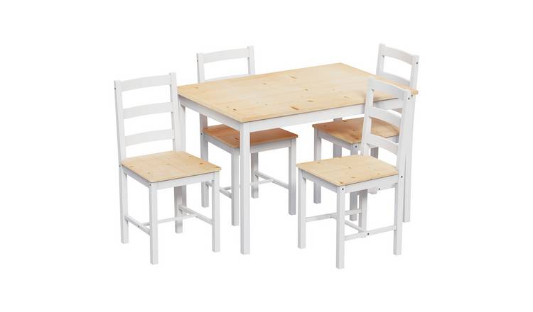 Vida Designs Yorkshire 4 Seater Dining Set - White & Pine