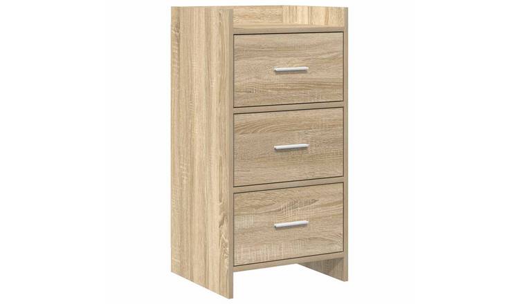 Walplus 3 Drawer Rectangular Sideboard - Sonoma Oak - 40 x 36 x 80 cm