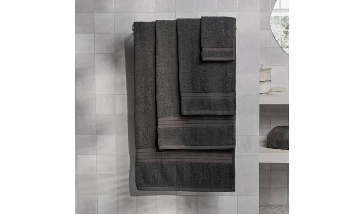 OHS Plain Pure Cotton Bath Sheet - 90 x 150cm - Charcoal
