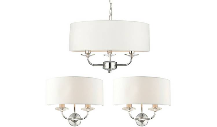 Loops Direct Steel Crystal Pendant Wall Lights - Bright Nickel