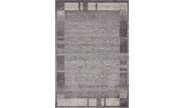 The Rugs Grey and Cream Efes Bordered Rug Stain Resistant - 160 x 230cm