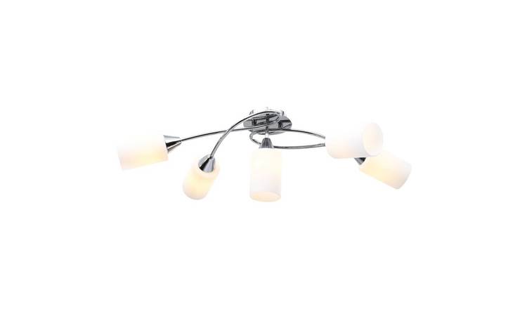 Walplus Steel Ceiling Lamp with Shades for 5 E14 Bulbs Cone - White