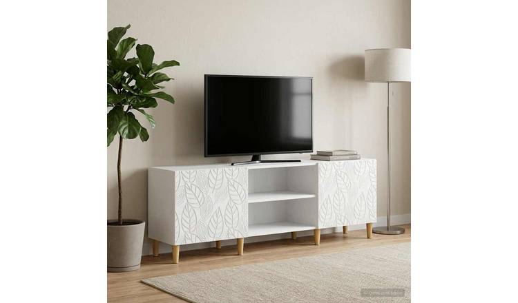 Walplus 2 Door Engineered Wood TV Cabinet - White - 150 x 31 x 50 cm