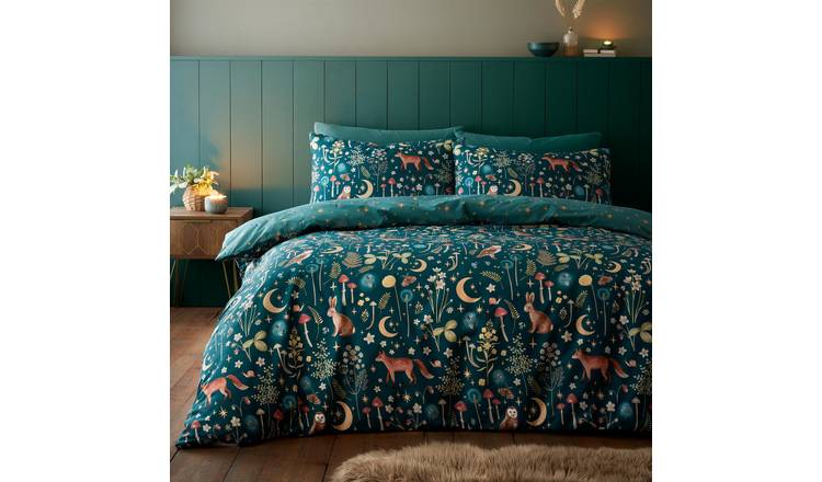 Catherine Lansfield Enchanted Twilight Duvet Cover Set - Double - Green