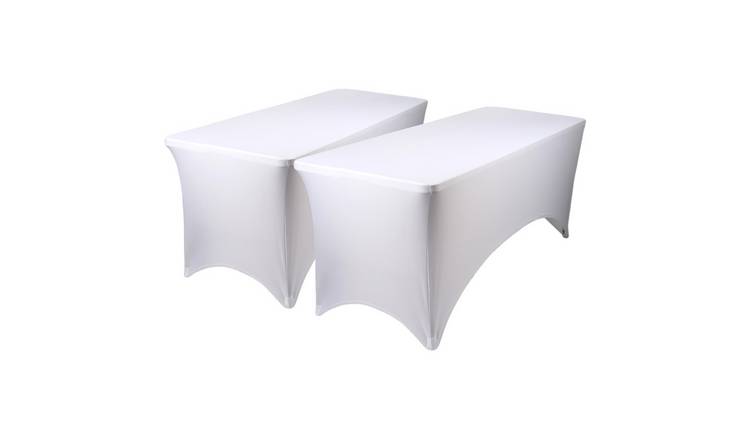 Harbour Housewares 2x Rectangular Spandex Fitted Tablecloths - White