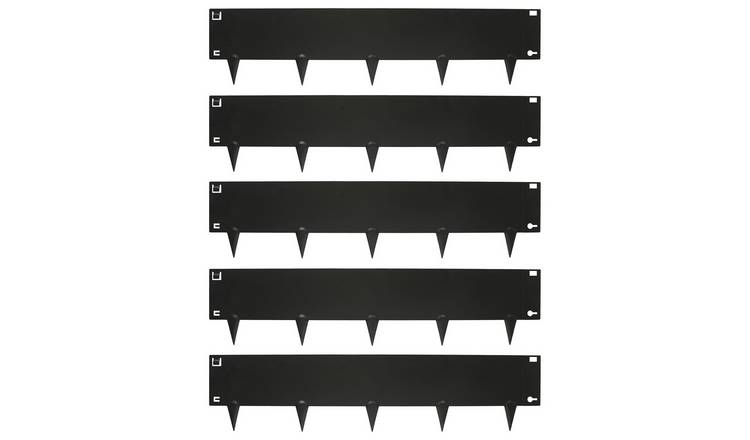 Harbour Housewares 5pc Steel Lawn Edging Set - 5m x 16cm - Black
