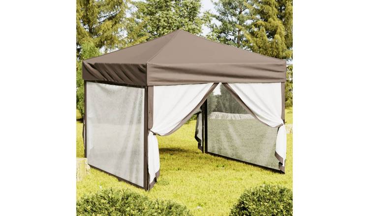 Walplus 3 x 3 m Foldable Party Tent with Sidewalls - Taupe
