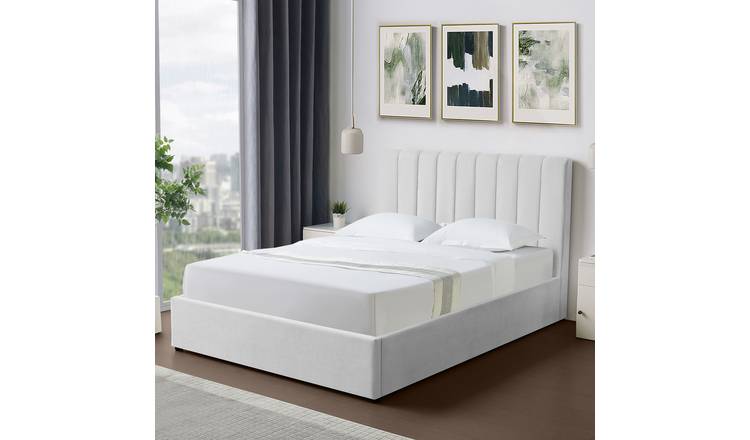 Artemis Home Evelynne Fabric 135cm Double Ottoman Bed with Storage - Light Grey