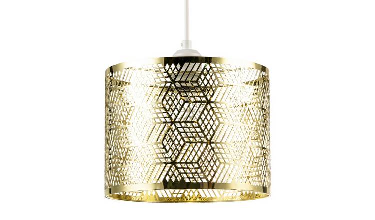 Happy Homewares Zig Zag Gold with Cut Diamonds Pendant Shade - 25cm