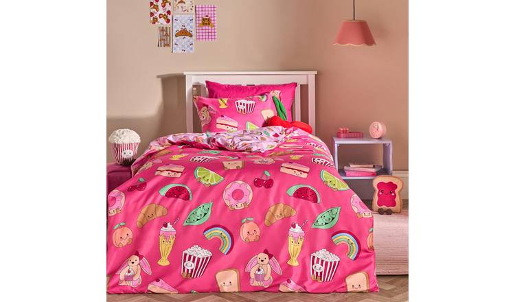 OHS Kids Sweetie Pies Reversible Bedding Set Duvet Cover Set Magenta - Double
