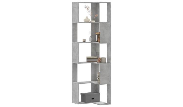 Walplus 5 Tier Corner Bookcase - Stone Grey - 50 x 50 x 179 cm