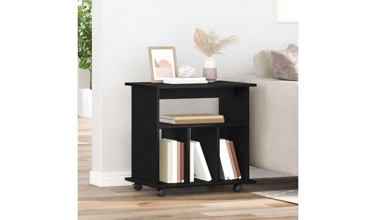 Walplus Engineered Wood Lockable Rolling Cabinet - Black Ash - 60 x 45 x 55 cm