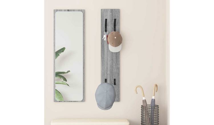 Walplus Engineered Wood Wall-Mounted Coat Rack - Grey sonoma - 20 x 1.5 x 100 cm