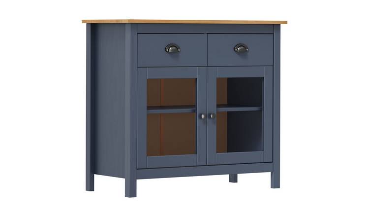 Walplus Solid Pine Sideboard - Grey and Honey Brown - 90 x 40 x 80 cm
