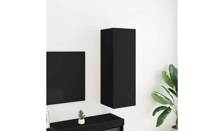 Walplus Engineered Wood Wall TV Cabinet - Black - 30.5 x 30 x 90 cm