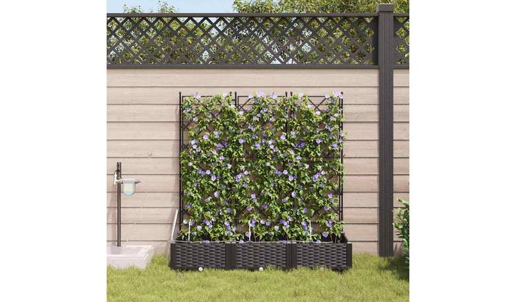 Walplus Pack of 3 Plastic Garden Planter - Black - 120 x 40 x 126 cm