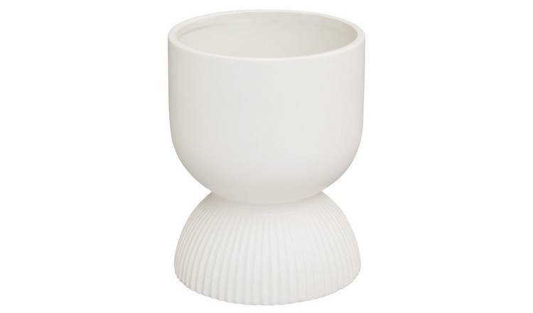 Orsina Fia Ribbed Ceramic Planter - White