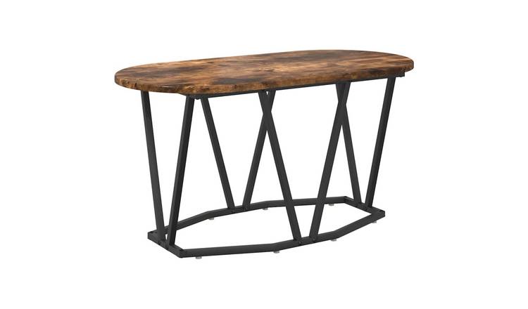 Walplus Engineered Wood and Metal Coffee Table - Smoked Oak - 80 x 40 x 40.5 cm