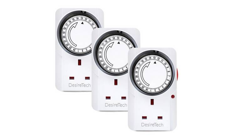 Desiretech 24 Hour Plug-In Segment Timer Switches - 3 Pack - White