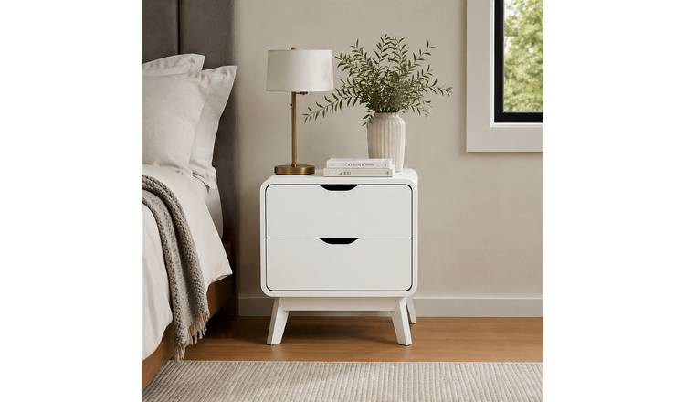 Home Source Nordica 2 Drawer Bedside Table - White