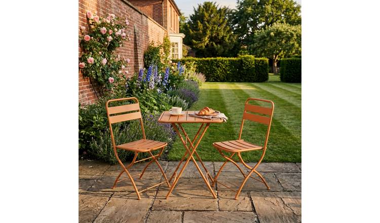 Artemis Home 2 Seater Metal Folding Bistro Set - Orange
