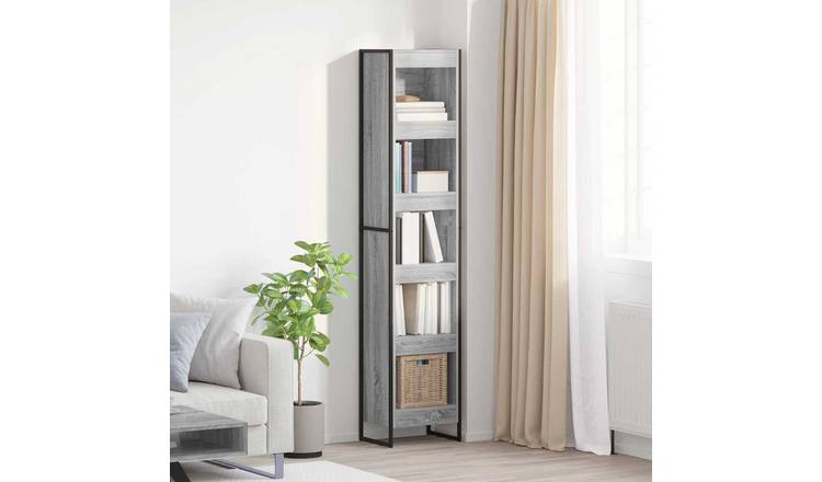 Walplus Engineered Wood Book Cabinet - Grey and Oak - 40 x 30 x 189.5 cm