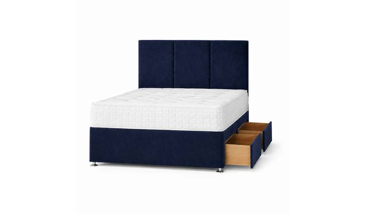 Comfy Deluxe 6ft Super King    2 Drawer Plush Velvet Divan Bed Set -  Blue