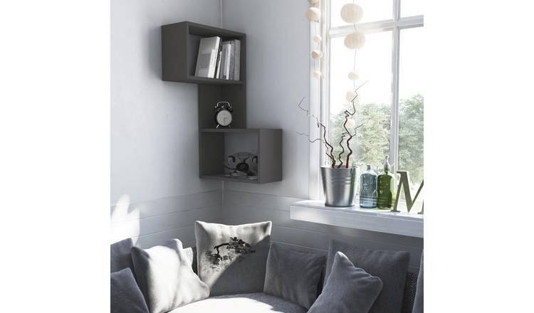 Decortie Part Particleboard Floating Wall Shelf - Anthracite