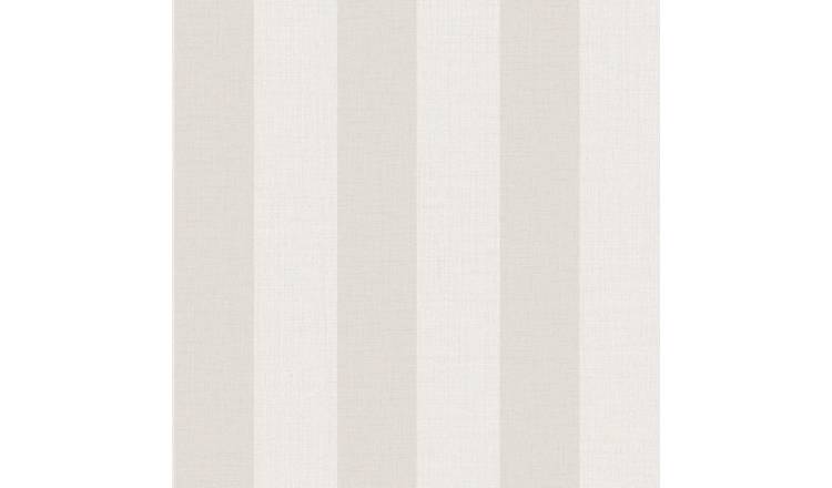 Grandeco Sarafina Fabric Stripe Textured Wallpaper - Taupe