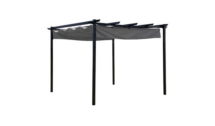 Charles Bentley 3 x 3m Steel Pergola Gazebo Modern for Garden - Grey
