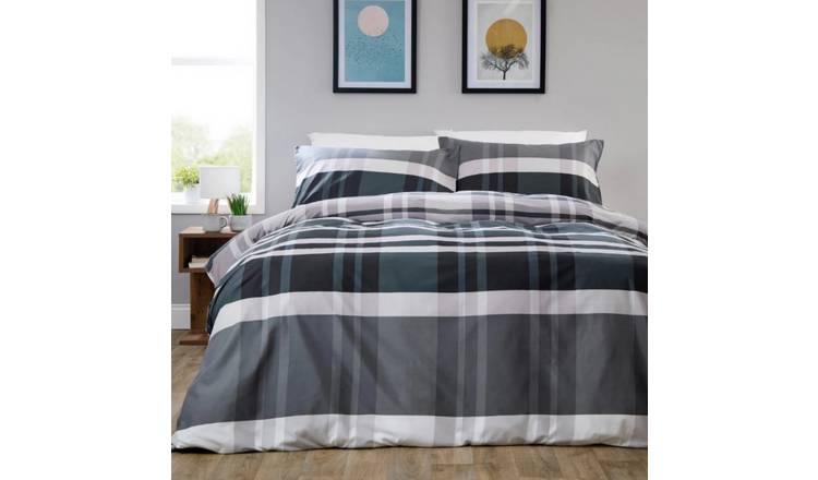 New Edge Blinds Dylan Check Grey Duvet Set - Single