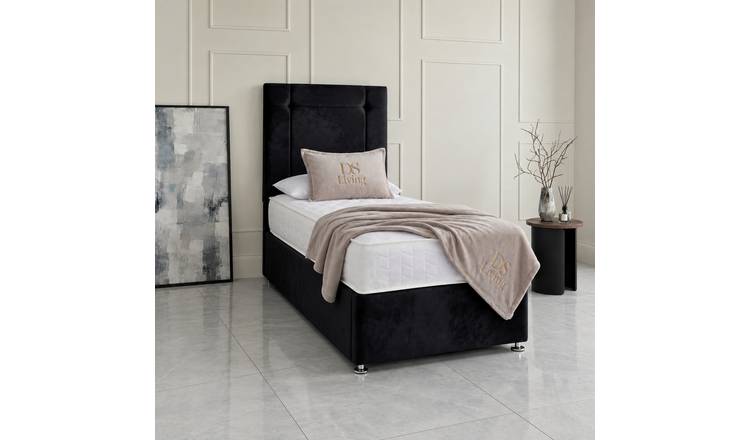 DS Living Kingsley Single Upholstered Divan Bed Frame - Black