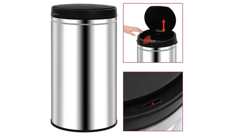 Walplus Stainless Steel Automatic Sensor Dustbin 60 L - Silver - 36 x 66 cm