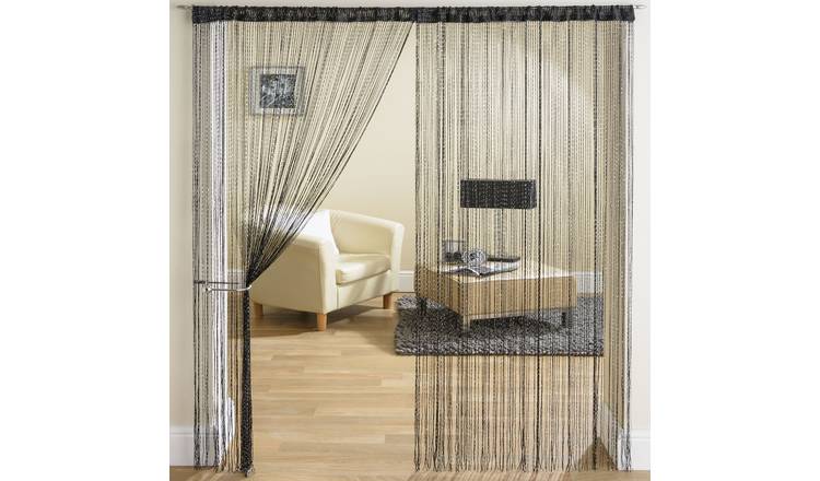 Tyrone Textiles Glam Rod Pocket String Curtain - 90 x 200cm - Black