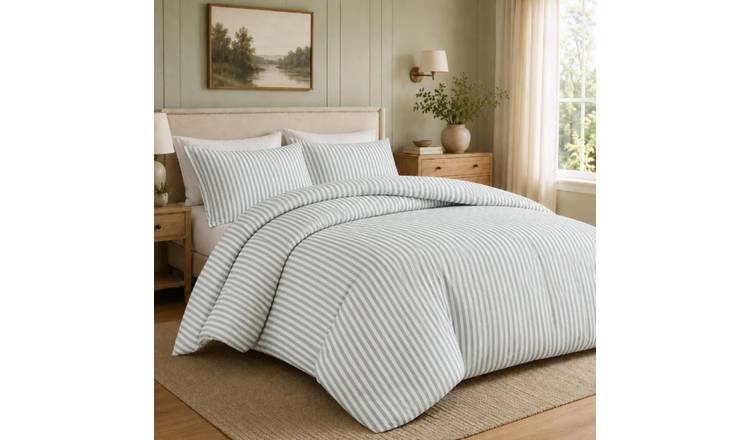 New Edge Blinds Malham Stripe Grey Duvet Set - Double