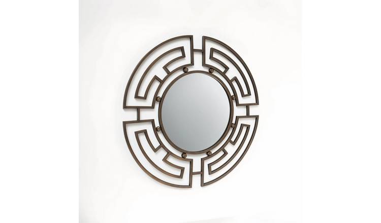 Orsina Jalal Bronze Metal Frame Round Wall Mirror – Brown