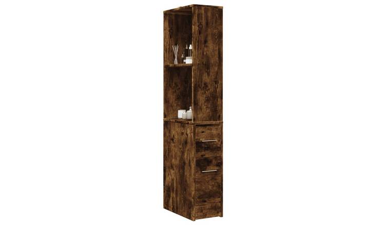 Walplus Engineered Wood Cupboard - Dark Oak - 22 x 41 x 135 cm